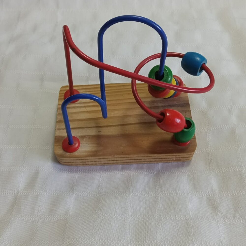 Cute miniature vintage wood beads labyrinth toy 1990